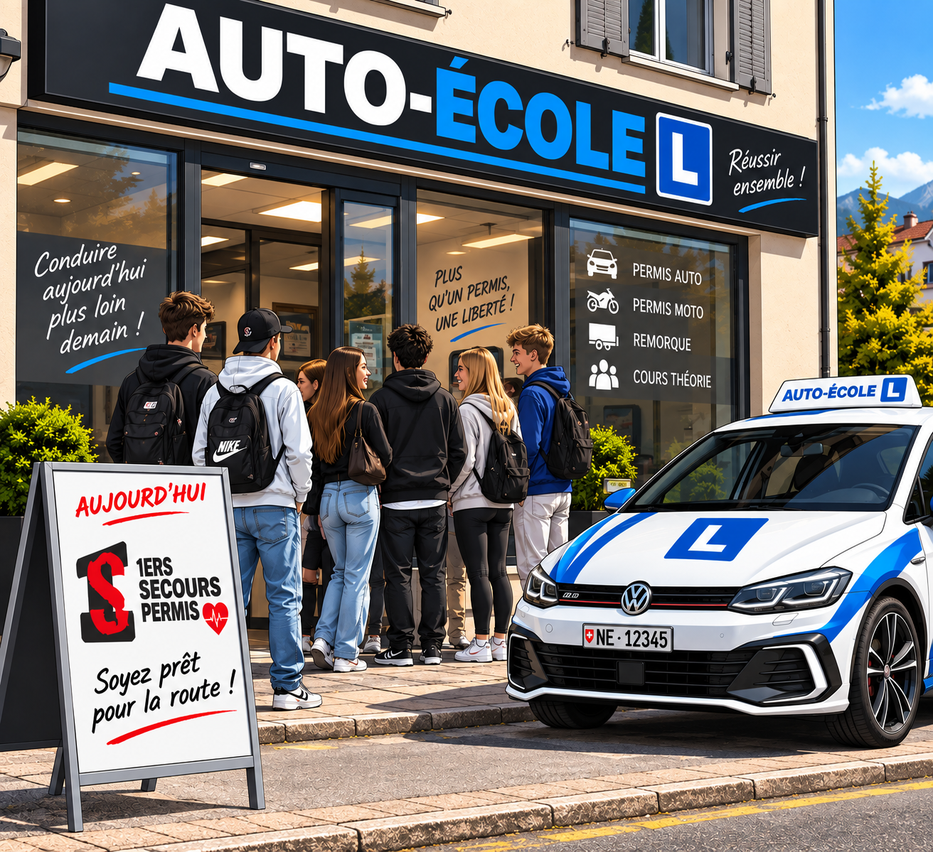 Des élèves accueillis dans une auto-école partenaire
